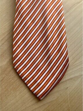 Countess Mara Orange and White Striped Silk Tie